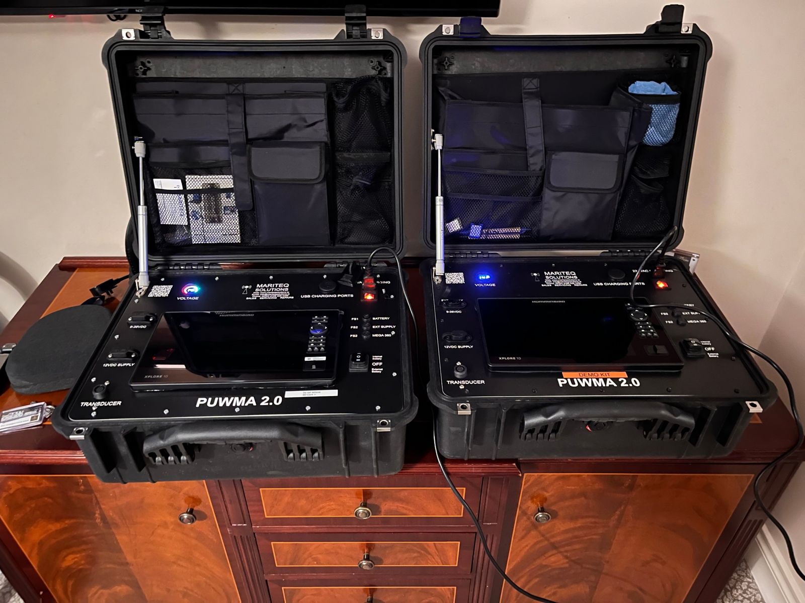 Two PUWMA 2.0 control cases powered on