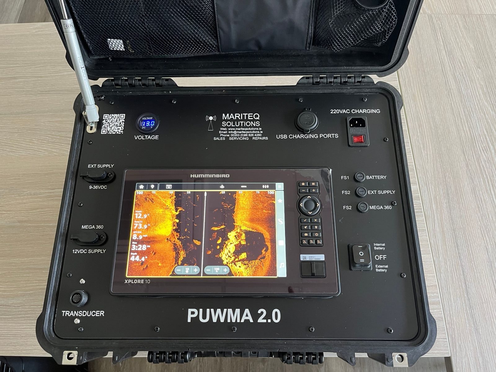 PUWMA 2.0 control panel showing live side imaging