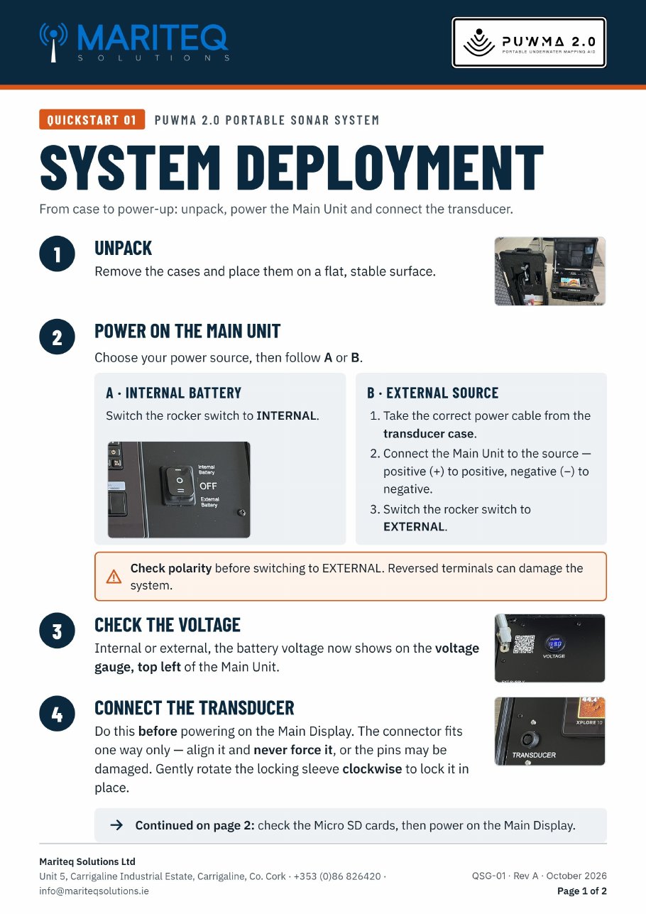 First page of the PUWMA 2.0 System Deployment quickstart guide